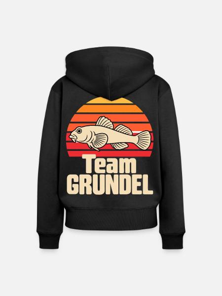 Team Grundel - Frauen Premium Bio Zip Hoodie - Schwarz