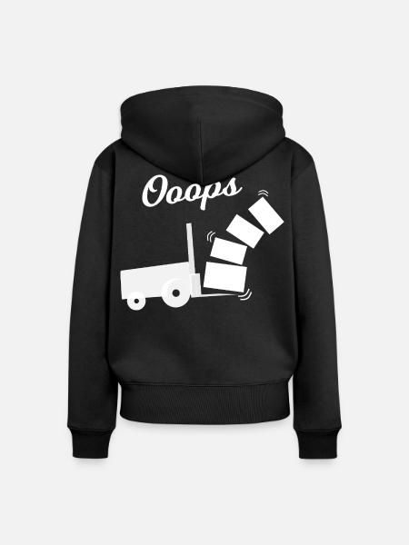 Oops Kippender Lastwagen Design - Frauen Premium Bio Zip Hoodie - Schwarz
