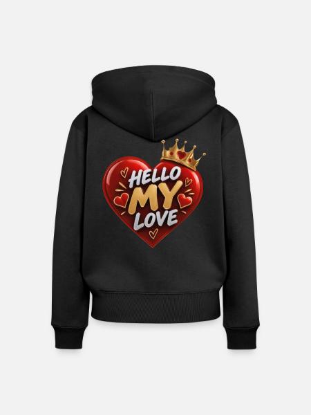 Hallo Meine Liebe Herzkrone - Frauen Premium Bio Zip Hoodie - Schwarz