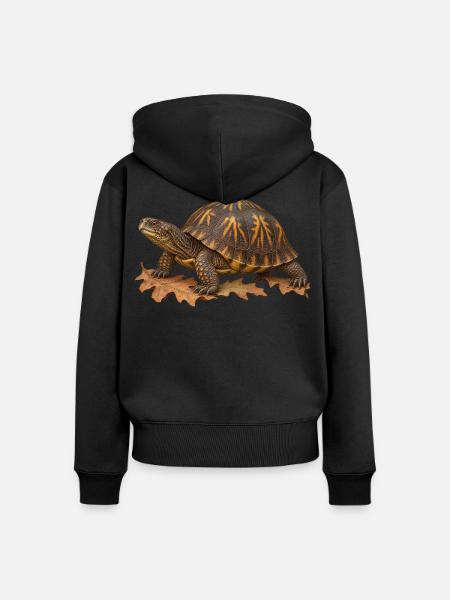 Östliche Boxschildkröte im Eichenlaubstreu - Frauen Premium Bio Zip Hoodie - Schwarz