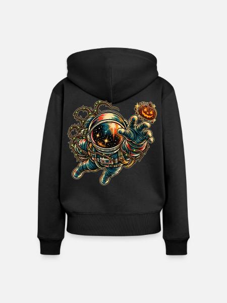 KOSMISCHER ROCKER | Kosmischer Kürbiskeks - Frauen Premium Bio Zip Hoodie - Schwarz