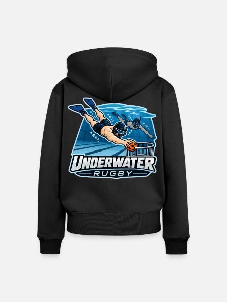 Unterwasser Rugby Cartoonlogo - Frauen Premium Bio Zip Hoodie - Schwarz