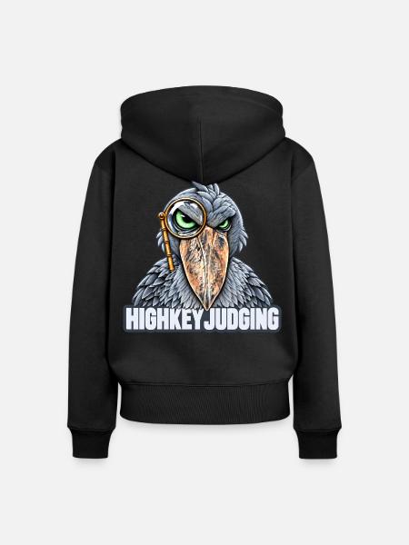 Schuhschnabel mit Brille – Highkey-Bewertung - Frauen Premium Bio Zip Hoodie - Schwarz