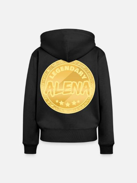 Geschenkidee Alena - Frauen Premium Bio Zip Hoodie - Schwarz