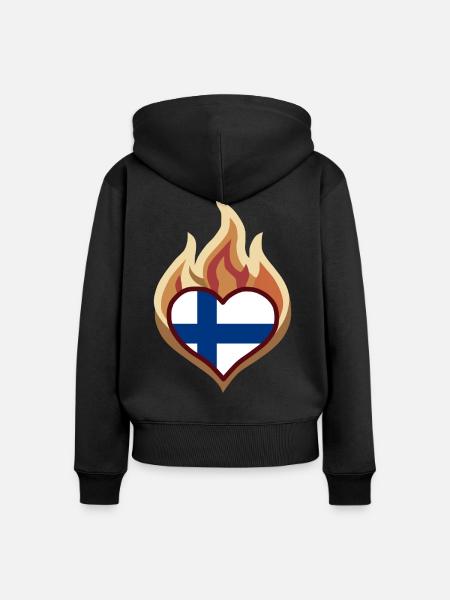 Flammenherz Finnland - Frauen Premium Bio Zip Hoodie - Schwarz