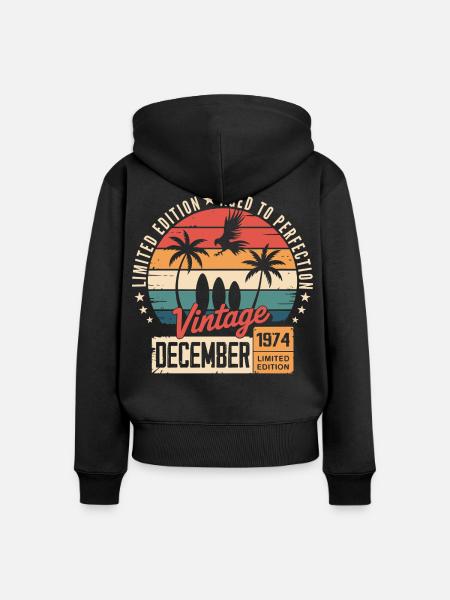 Limitierte Auflage Dezember 1974 - Frauen Premium Bio Zip Hoodie - Schwarz
