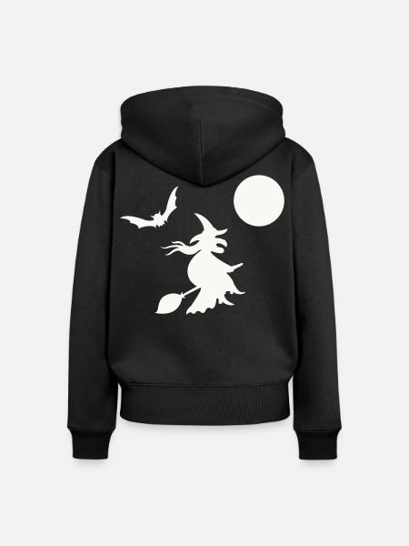 hexe_halloween- - Frauen Premium Bio Zip Hoodie - Schwarz