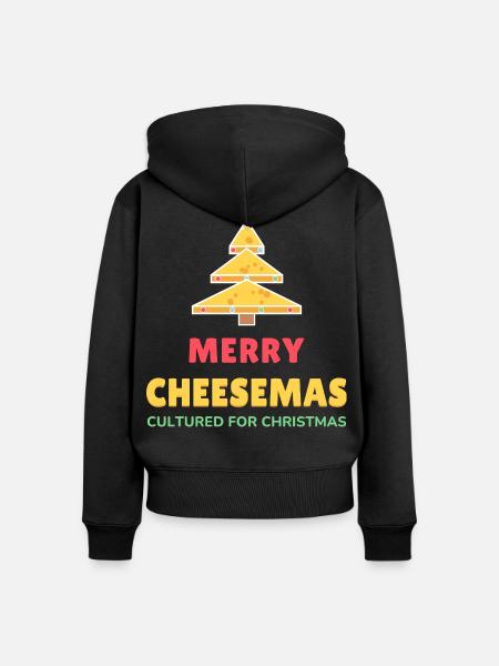 Fröhliche Cheesemas Lustiger Weihnachtskäse - Frauen Premium Bio Zip Hoodie - Schwarz