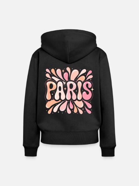 Paris Pastel Pop Art Mädchen Chic - Frauen Premium Bio Zip Hoodie - Schwarz