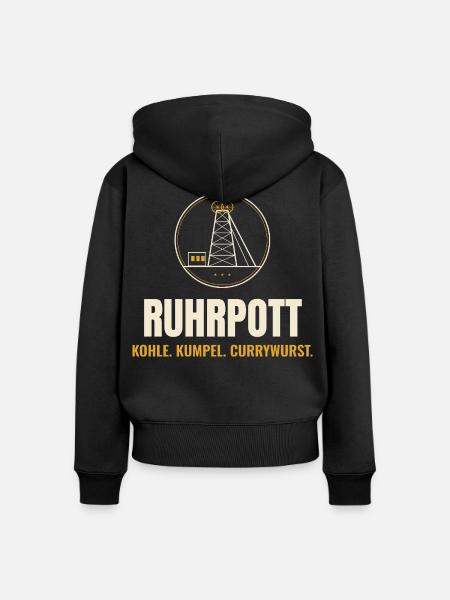 Ruhrpott Förderturm – Kohle Kumpel Currywurst - Frauen Premium Bio Zip Hoodie - Schwarz
