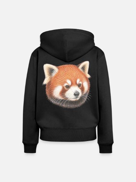 Kopfporträt des roten Pandas - Frauen Premium Bio Zip Hoodie - Schwarz