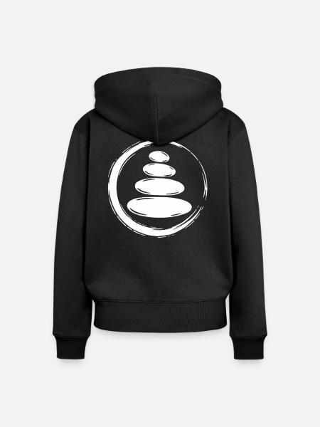 Zen Steine Balance - Frauen Premium Bio Zip Hoodie - Schwarz