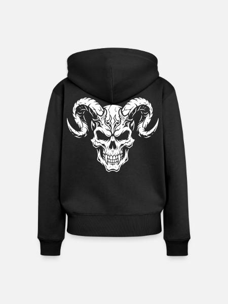 Dämonenschädel Hochkontrast - Frauen Premium Bio Zip Hoodie - Schwarz
