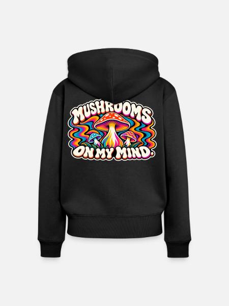 Psychedelische Pilze On My Mind - Frauen Premium Bio Zip Hoodie - Schwarz