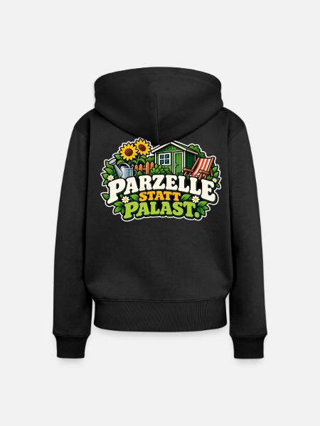 Parzelle statt Palast - Frauen Premium Bio Zip Hoodie - Schwarz