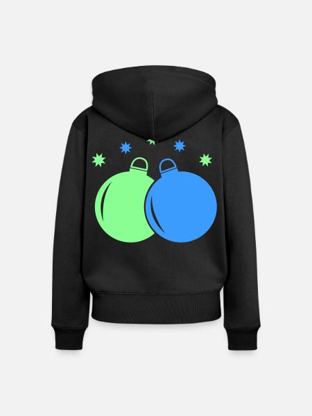 Neon-Weihnachtskugeln Duo - Frauen Premium Bio Zip Hoodie - Schwarz