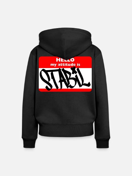 STABIL - HELLO HIP HOP - Frauen Premium Bio Zip Hoodie - Schwarz