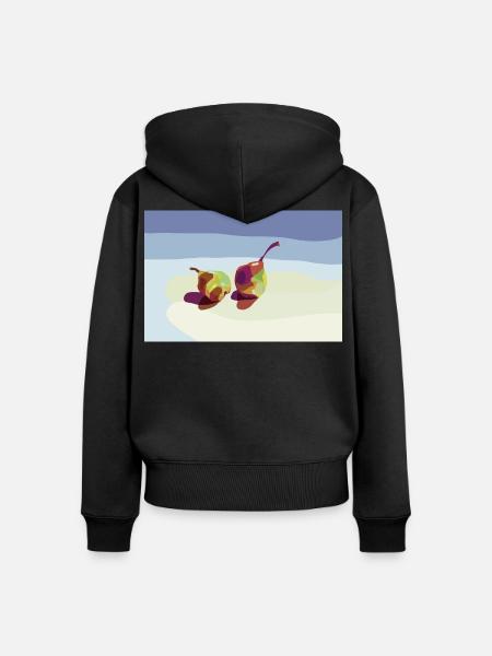 Bunte Birnen auf einer Strandlandschaft - Frauen Premium Bio Zip Hoodie - Schwarz