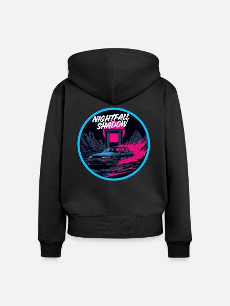 Nightfall Shadow Retro Racer Bekleidung - Frauen Premium Bio Zip Hoodie - Schwarz