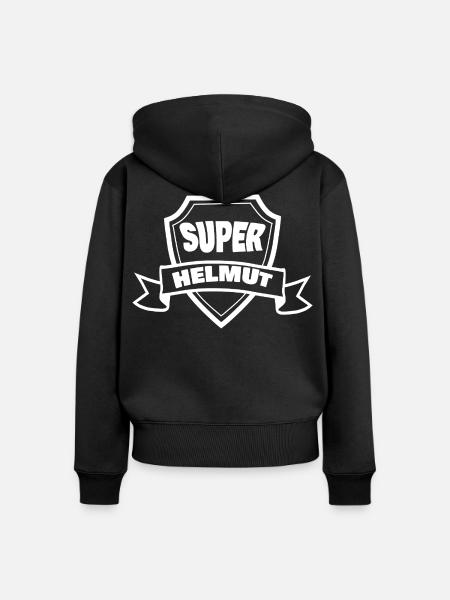 Helmut als Wappen - Frauen Premium Bio Zip Hoodie - Schwarz