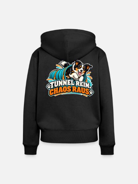 Tunnel Rein Chaos Raus – Hundedesign - Frauen Premium Bio Zip Hoodie - Schwarz