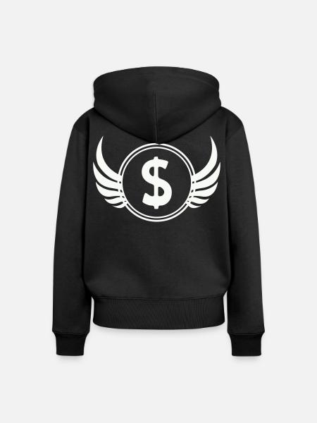 Flügel-Dollar Symbol - Frauen Premium Bio Zip Hoodie - Schwarz