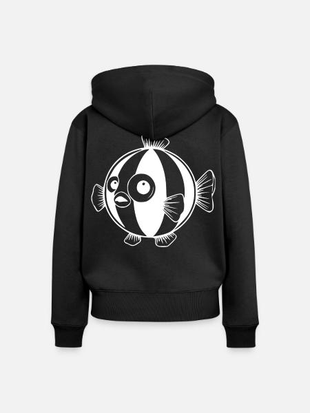 Lustiger Kugelfisch Comic Geschenk - Frauen Premium Bio Zip Hoodie - Schwarz