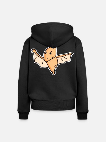 Dinosaurier Vogel Kinder - Frauen Premium Bio Zip Hoodie - Schwarz