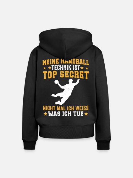 meine handball technik - Frauen Premium Bio Zip Hoodie - Schwarz