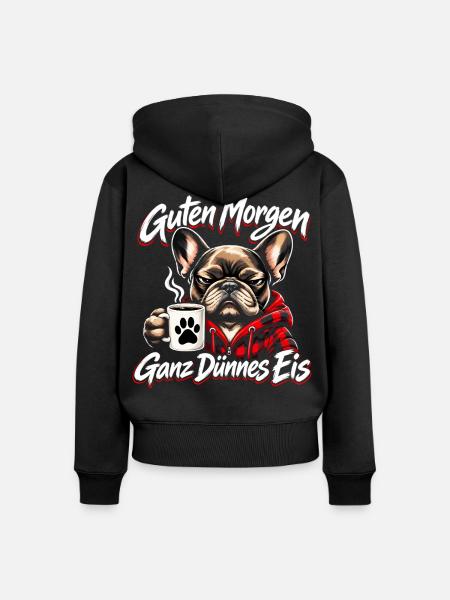 Guten Morgen Ganz dünnes Eis - Frauen Premium Bio Zip Hoodie - Schwarz
