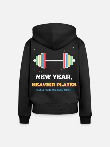 Neujahr Schwerere Teller Lustiges Gewichtheben - Frauen Premium Bio Zip Hoodie - Schwarz