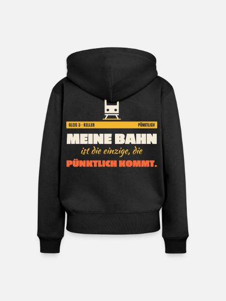 Meine Bahn Pünktlich Humor - Frauen Premium Bio Zip Hoodie - Schwarz