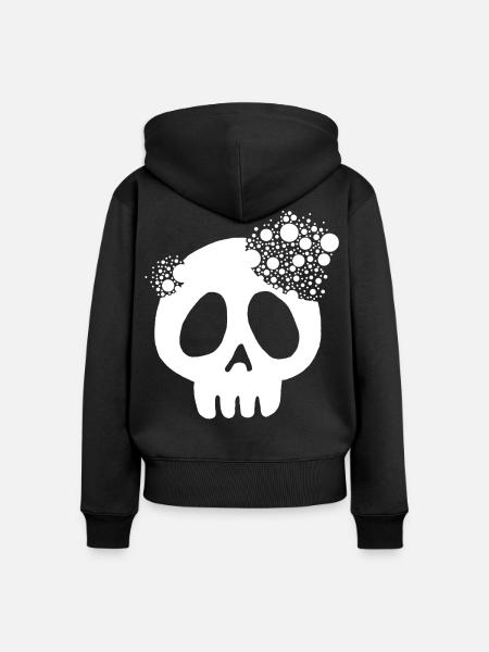 Weißer Schädel und Auflösung - Frauen Premium Bio Zip Hoodie - Schwarz
