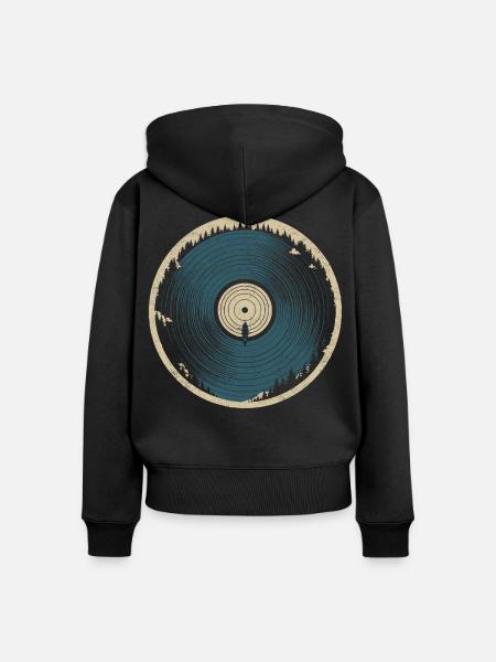 Naturvinyl – Kanu und Wald - Frauen Premium Bio Zip Hoodie - Schwarz