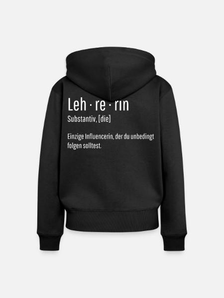 Lehrerin Substantiv Influencerin Lustig Geschenk - Frauen Premium Bio Zip Hoodie - Schwarz