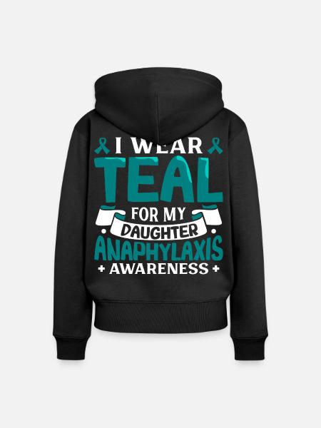 Anaphylaxie Tochter - Ich trag Türkis - Frauen Premium Bio Zip Hoodie - Schwarz