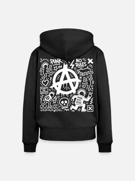 PUNK - Frauen Premium Bio Zip Hoodie - Schwarz