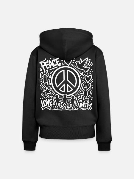 Frieden - Frauen Premium Bio Zip Hoodie - Schwarz