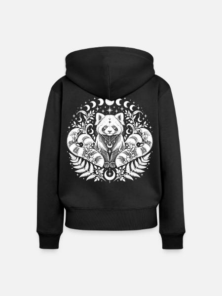 Himmlischer Roter Panda - Frauen Premium Bio Zip Hoodie - Schwarz