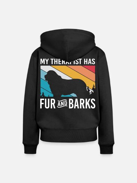 Therapiehund - Frauen Premium Bio Zip Hoodie - Schwarz