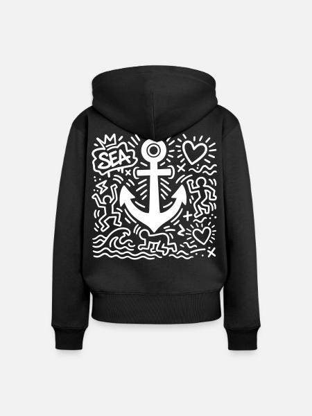 Anker - Frauen Premium Bio Zip Hoodie - Schwarz