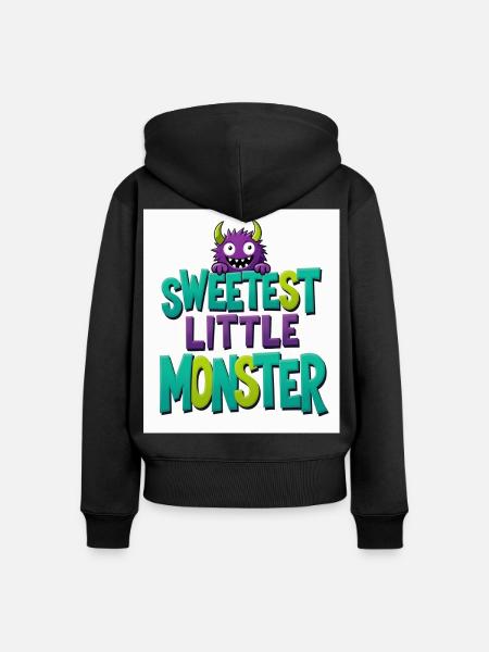 Das süßeste kleine Monster - Frauen Premium Bio Zip Hoodie - Schwarz