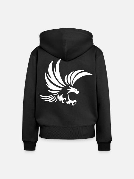 Weißer Totemadler - Frauen Premium Bio Zip Hoodie - Schwarz