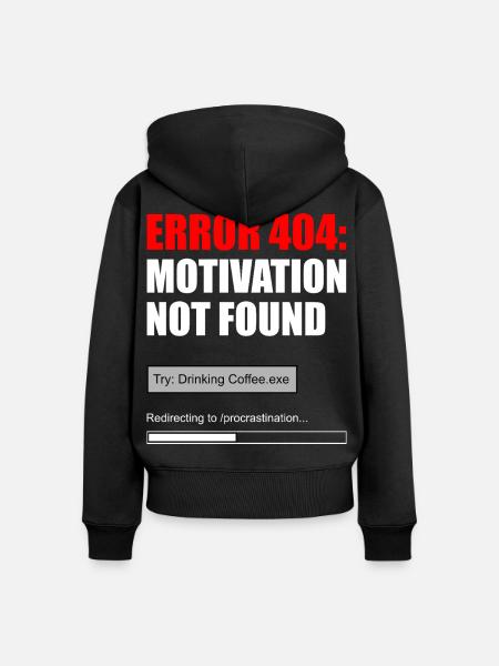 404 Motivation nicht gefunden - Frauen Premium Bio Zip Hoodie - Schwarz