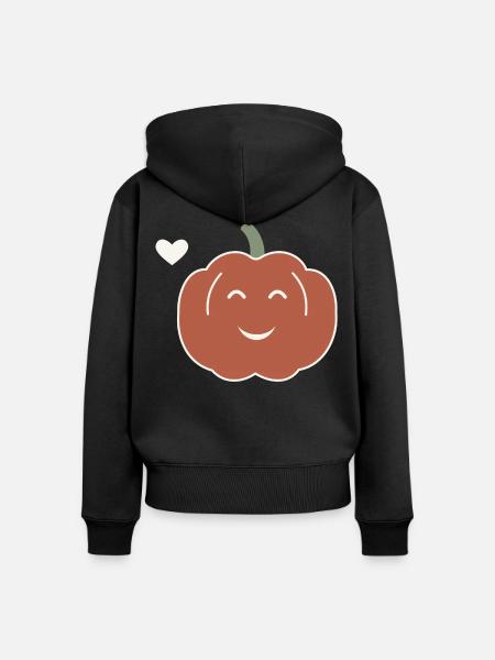 Halloween Kürbis Damen - Frauen Premium Bio Zip Hoodie - Schwarz