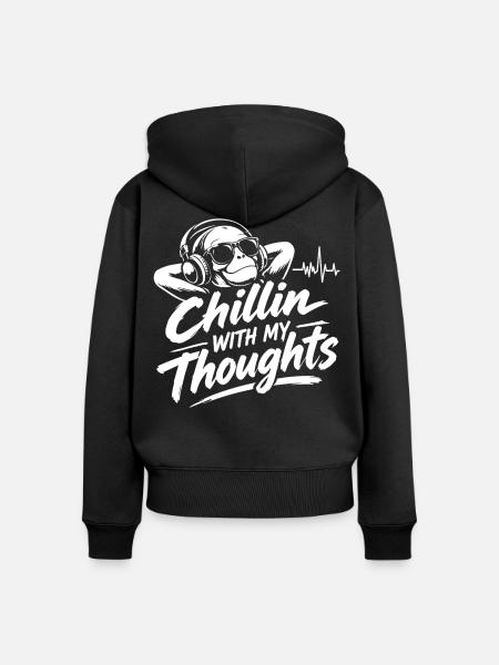 Chillin With Thoughts - Frauen Premium Bio Zip Hoodie - Schwarz