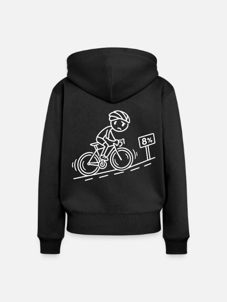 Radfahrer Höhenmeter – Line Art - Frauen Premium Bio Zip Hoodie - Schwarz