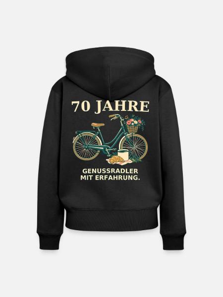 70 Jahre Genussradler Fahrraddesign - Frauen Premium Bio Zip Hoodie - Schwarz