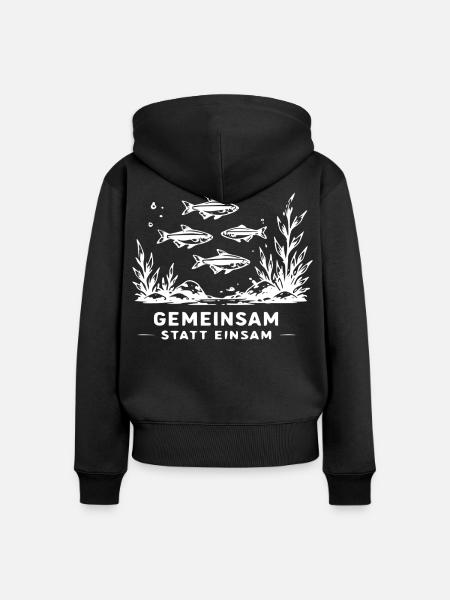 Gemeinsam statt einsam – Unterwasserfische - Frauen Premium Bio Zip Hoodie - Schwarz