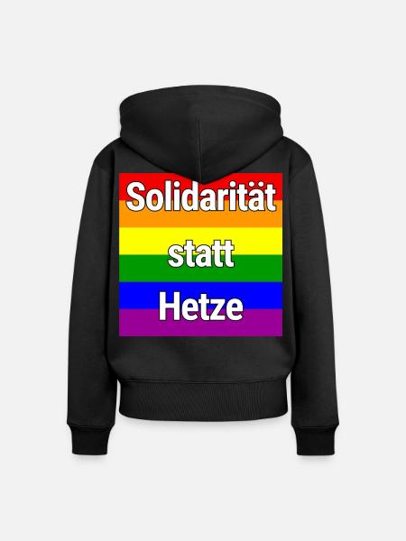 SOLIDARITÄT STATT HETZE REGENBOGEN ZUSAMMENHALT - Frauen Premium Bio Zip Hoodie - Schwarz
